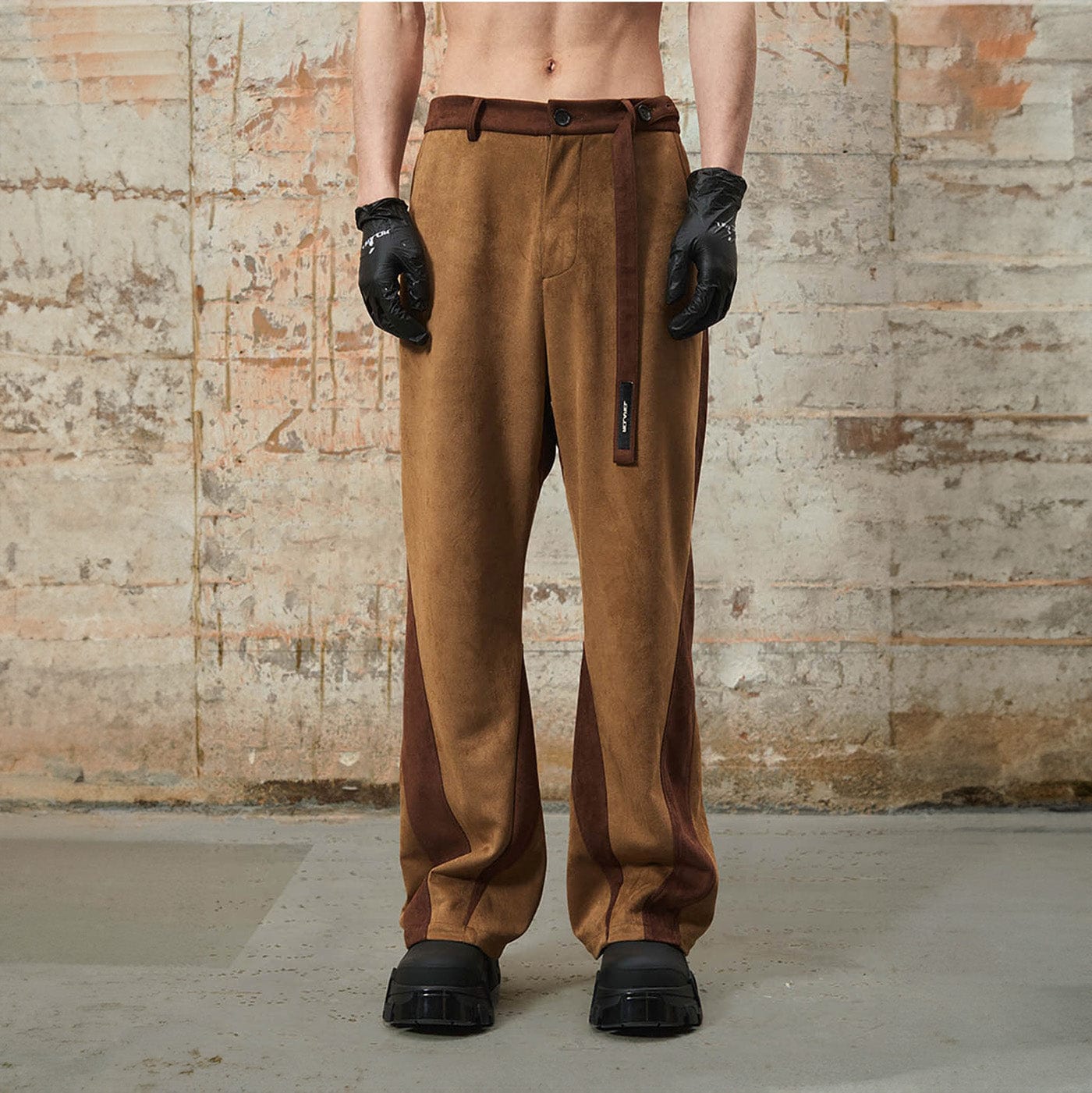 RELABEL Deconstructed Faux-Suede Pants-Pants-S-Free Shipping Leatheretro