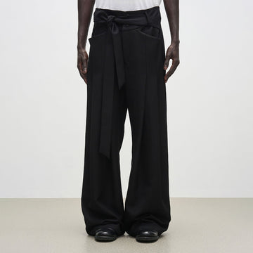 7440 37 1 High-Rise Sash Wide-Leg Pleated Trousers-Pants-S-Free Shipping Leatheretro