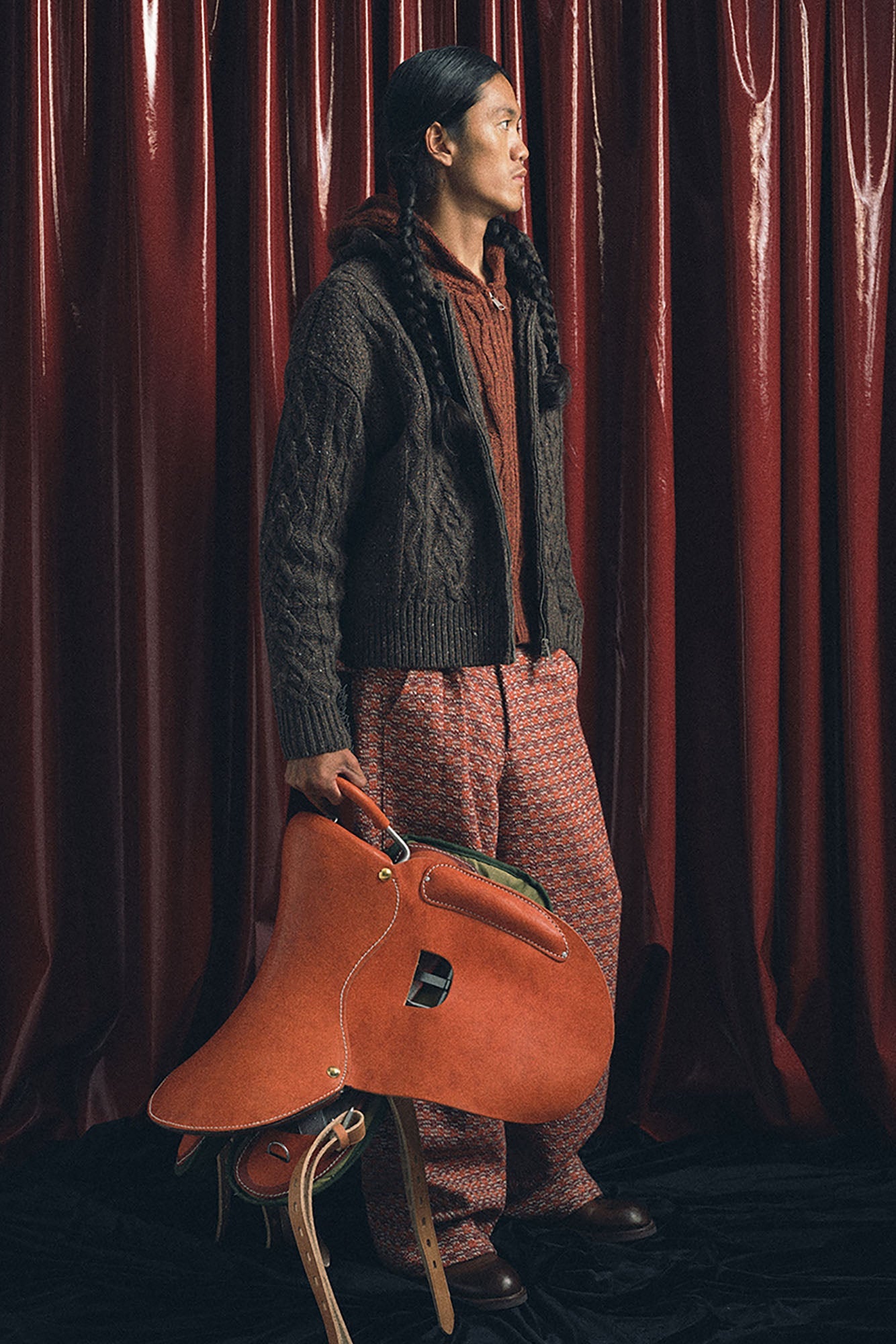 TRECLUB Nep Yarn Cable-Knit Zip-Up Hooded Cardigan-Sweater-S-Free Shipping Leatheretro