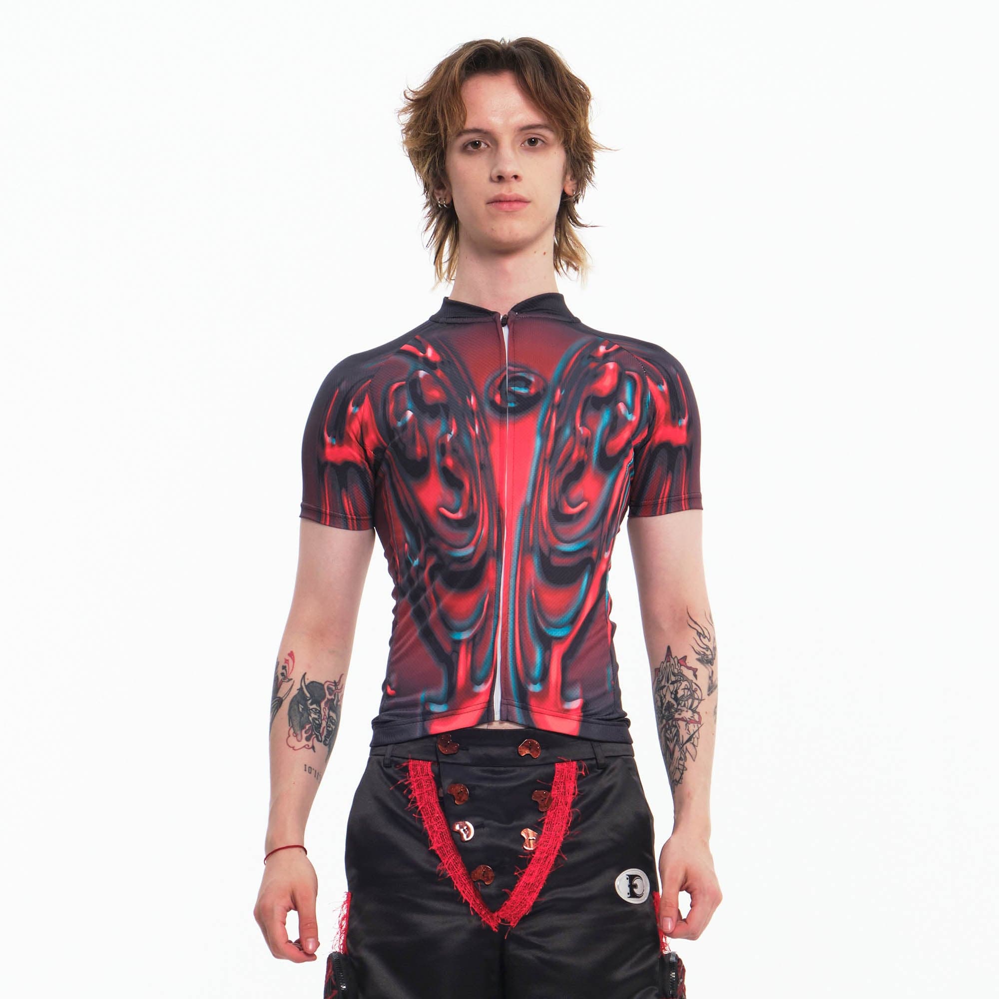 EMBRYO Totem Abstract Cycling Jersey-T Shirt-S-Free Shipping Leatheretro