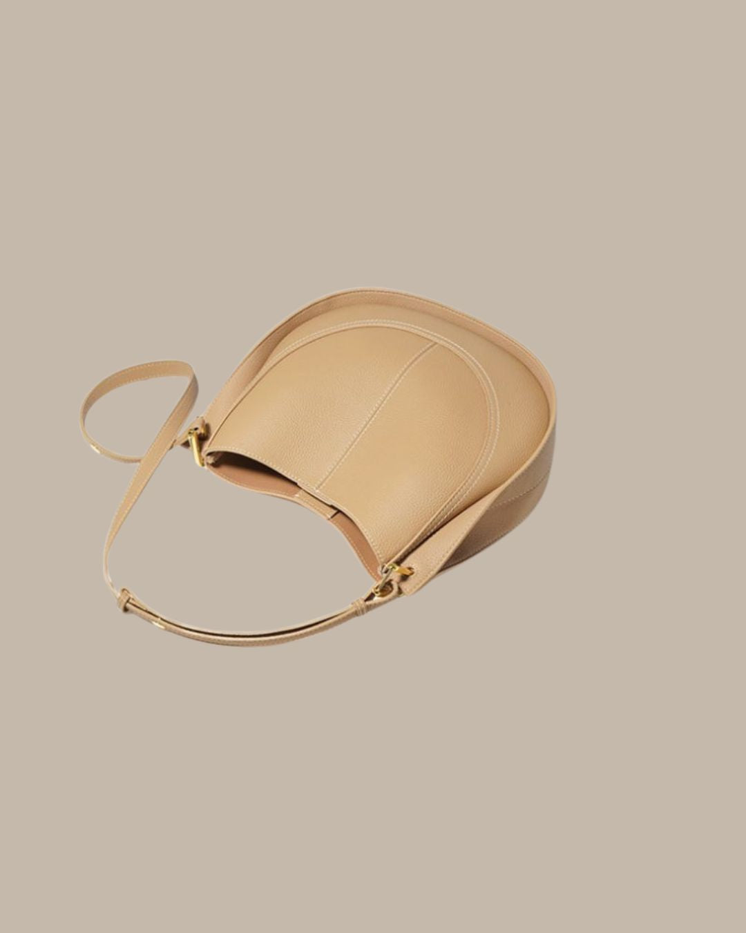 Luxury Soft Leather Crossbody Saddle Bag-Handbags-Beige-Free Shipping Leatheretro