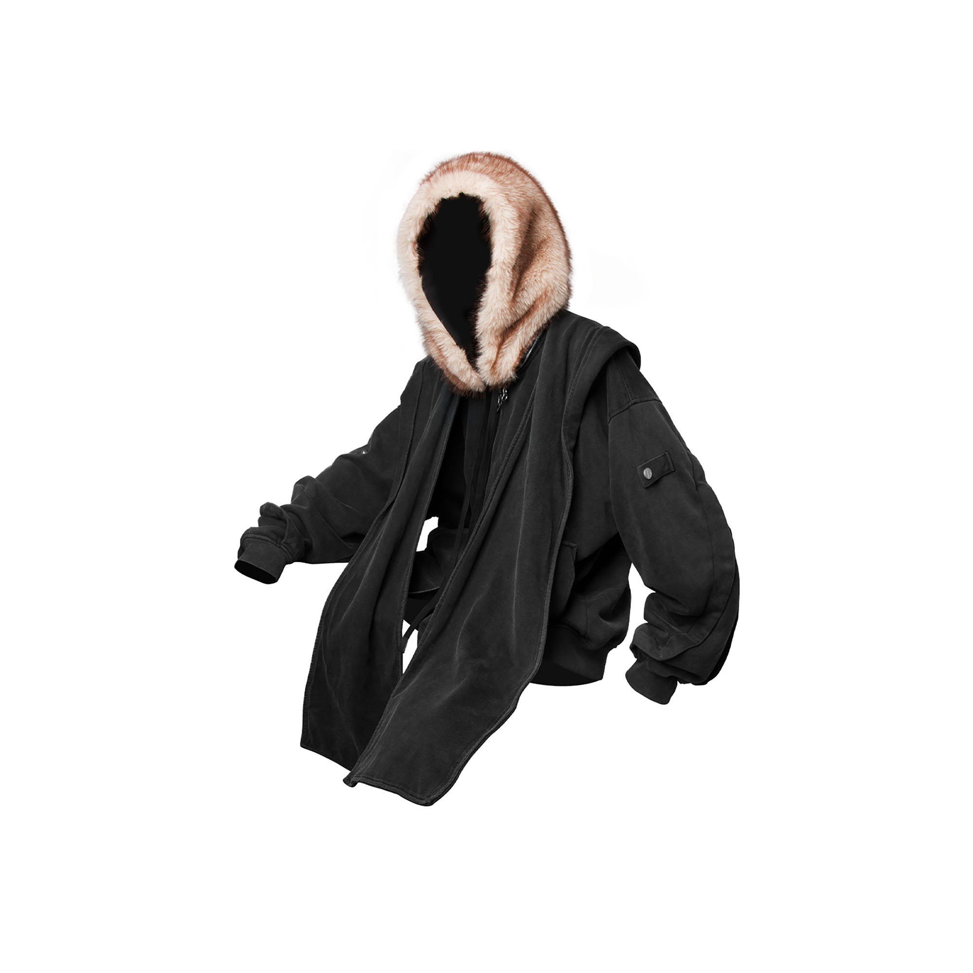 RELABEL Detachable Faux Fur Hood Jacket Black-Jacket-XS (Preorder)-Free Shipping Leatheretro