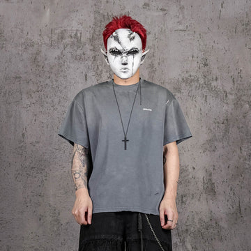 UNDERWATER Washed Ripped Gradient T-Shirt Blue-T Shirt-S-Free Shipping Leatheretro