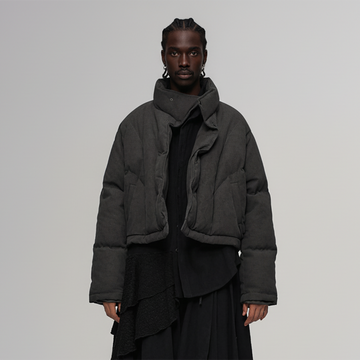 ILNya Nieternite Nifutur Asymmetrical Collar Cocoon Cropped Down Jacket-Jacket-S(0) (Preorder)-Free Shipping Leatheretro