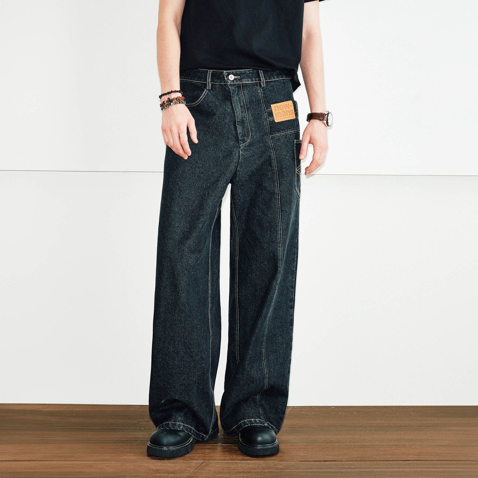 KREATE Misaligned Deconstructed Straight-Leg Jeans-Jeans-S-Free Shipping Leatheretro