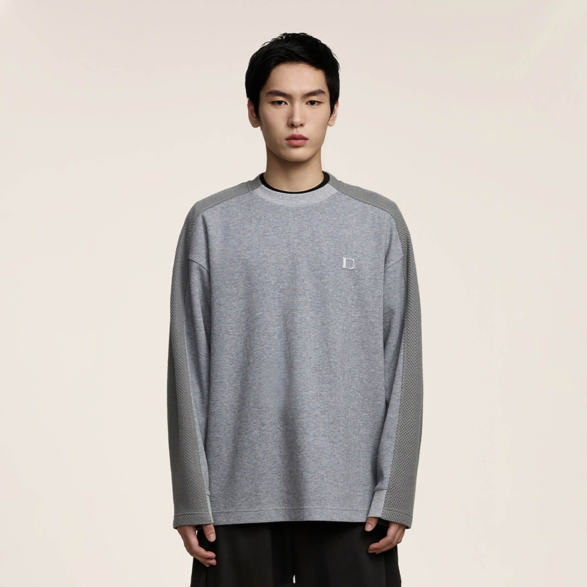 OPICLOTH Essential Spliced Textured Sweatshirt-Sweatshirt-S-Free Shipping Leatheretro