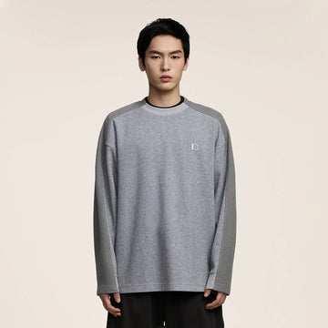 OPICLOTH Essential Spliced Textured Sweatshirt-Sweatshirt-S-Free Shipping Leatheretro