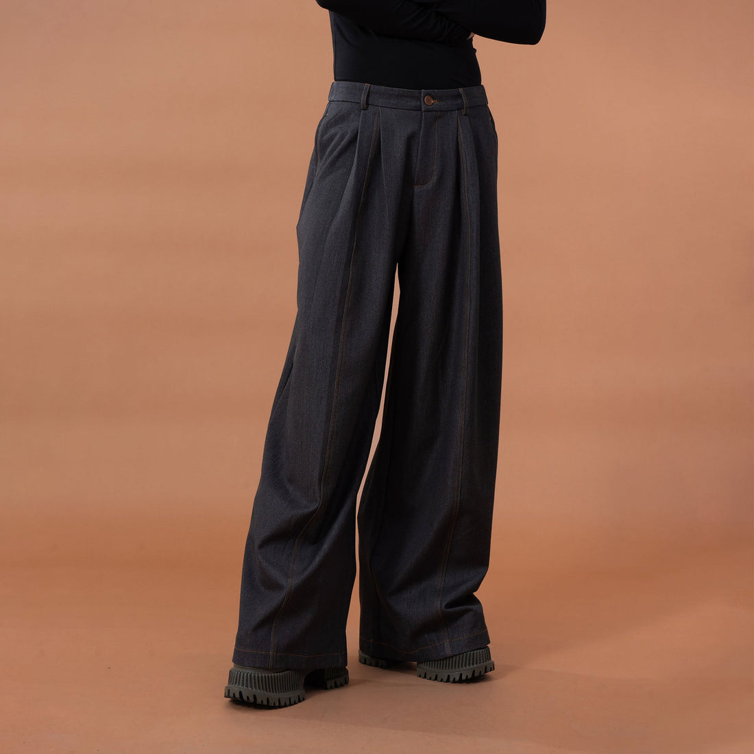 CLP Stitched Pleated Denim Pants-Jeans-M-Free Shipping Leatheretro