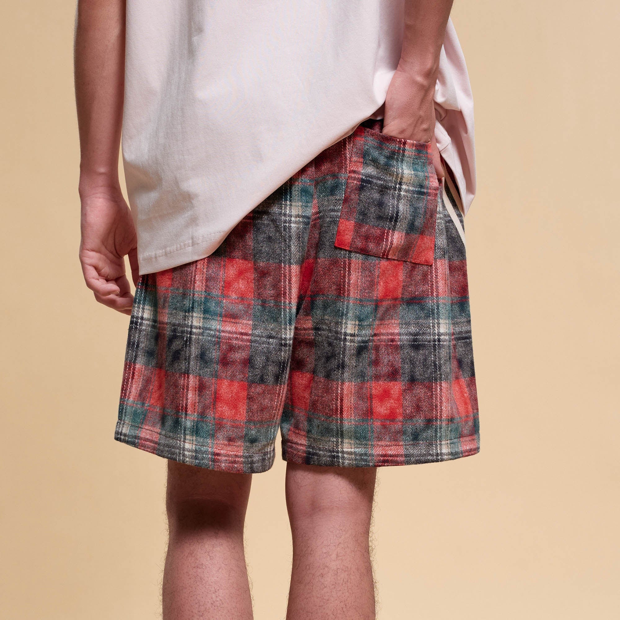 BONELESS Plaid Distressed Drawstring Shorts-Shorts-S-Blue-Free Shipping Leatheretro