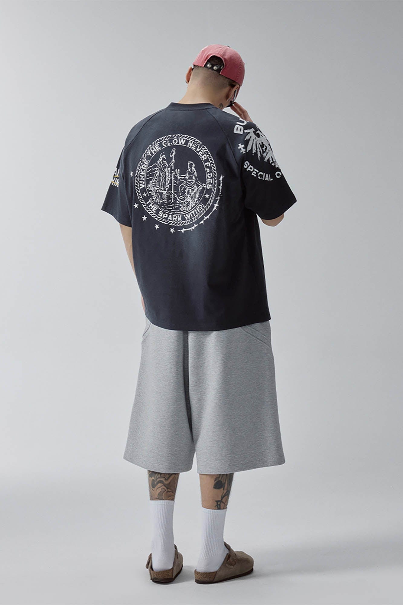 F2CE Curved Spliced Drawstring Shorts-Shorts-S-Free Shipping Leatheretro