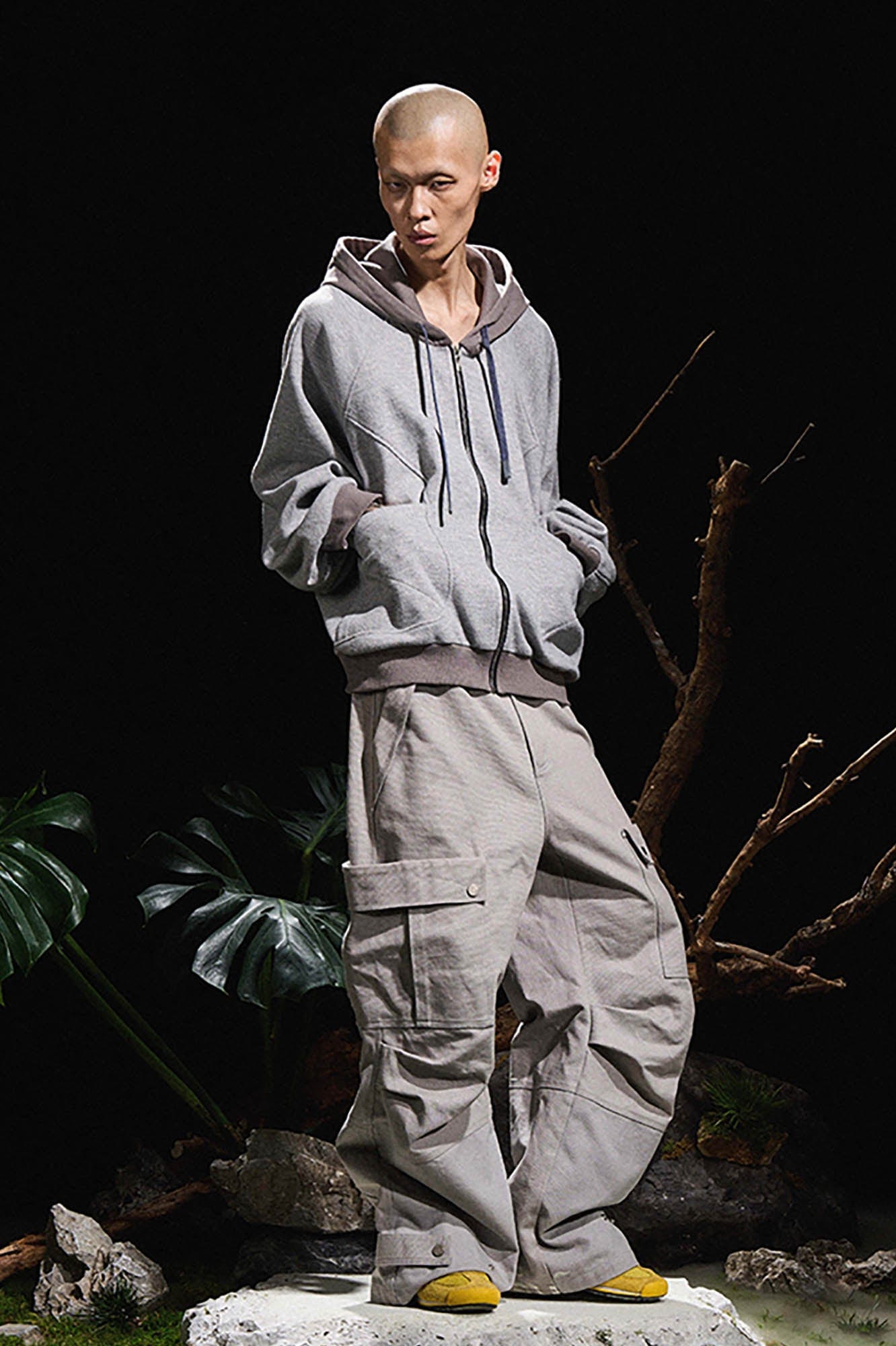 RELABEL Spliced Batwing Oversized Zip-Up Hoodie-Jacket-XS-Free Shipping Leatheretro