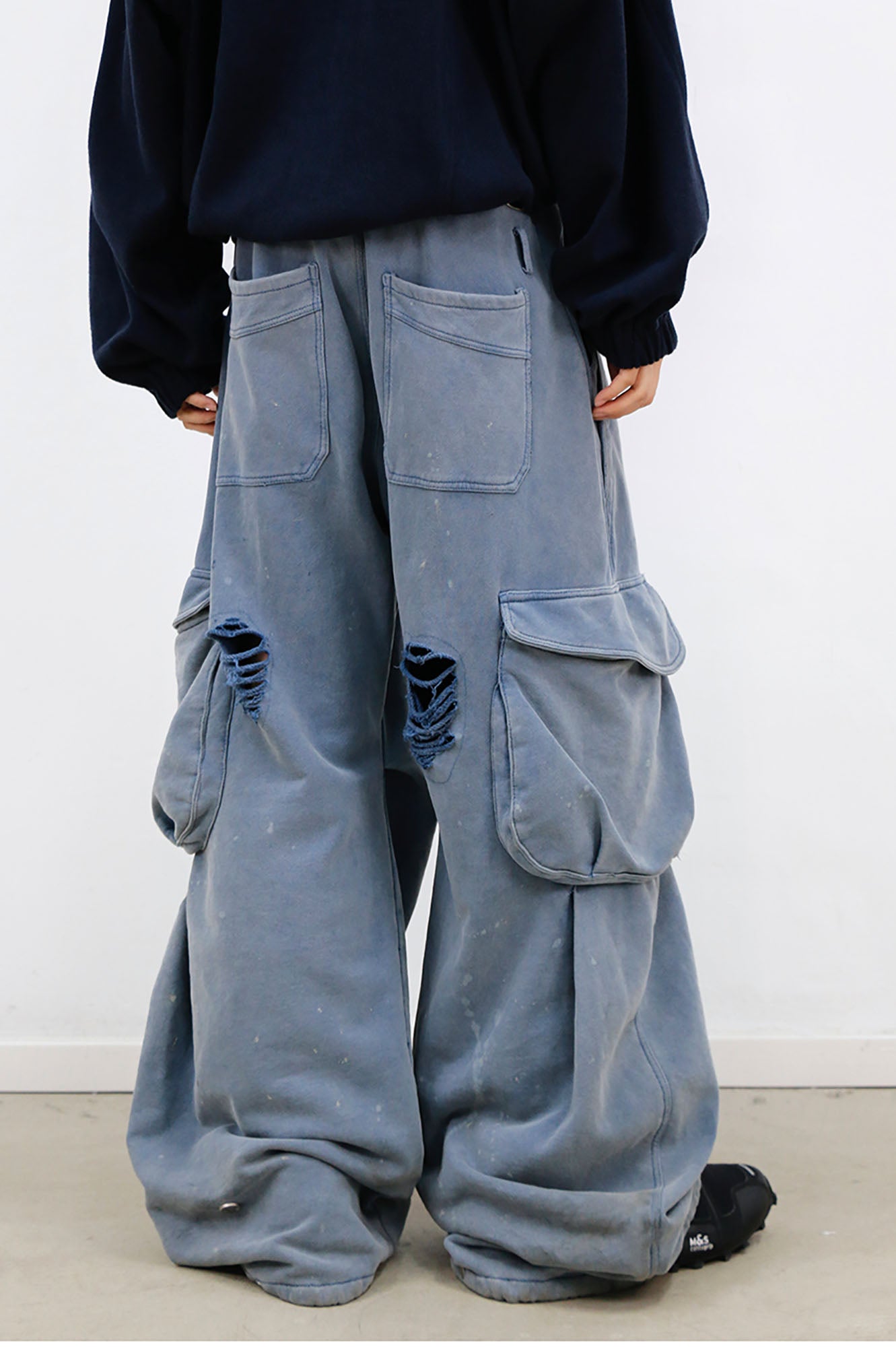 RELABEL Distressed Splatter Double-Waist Cargo Pants-Pants-XS-Free Shipping Leatheretro