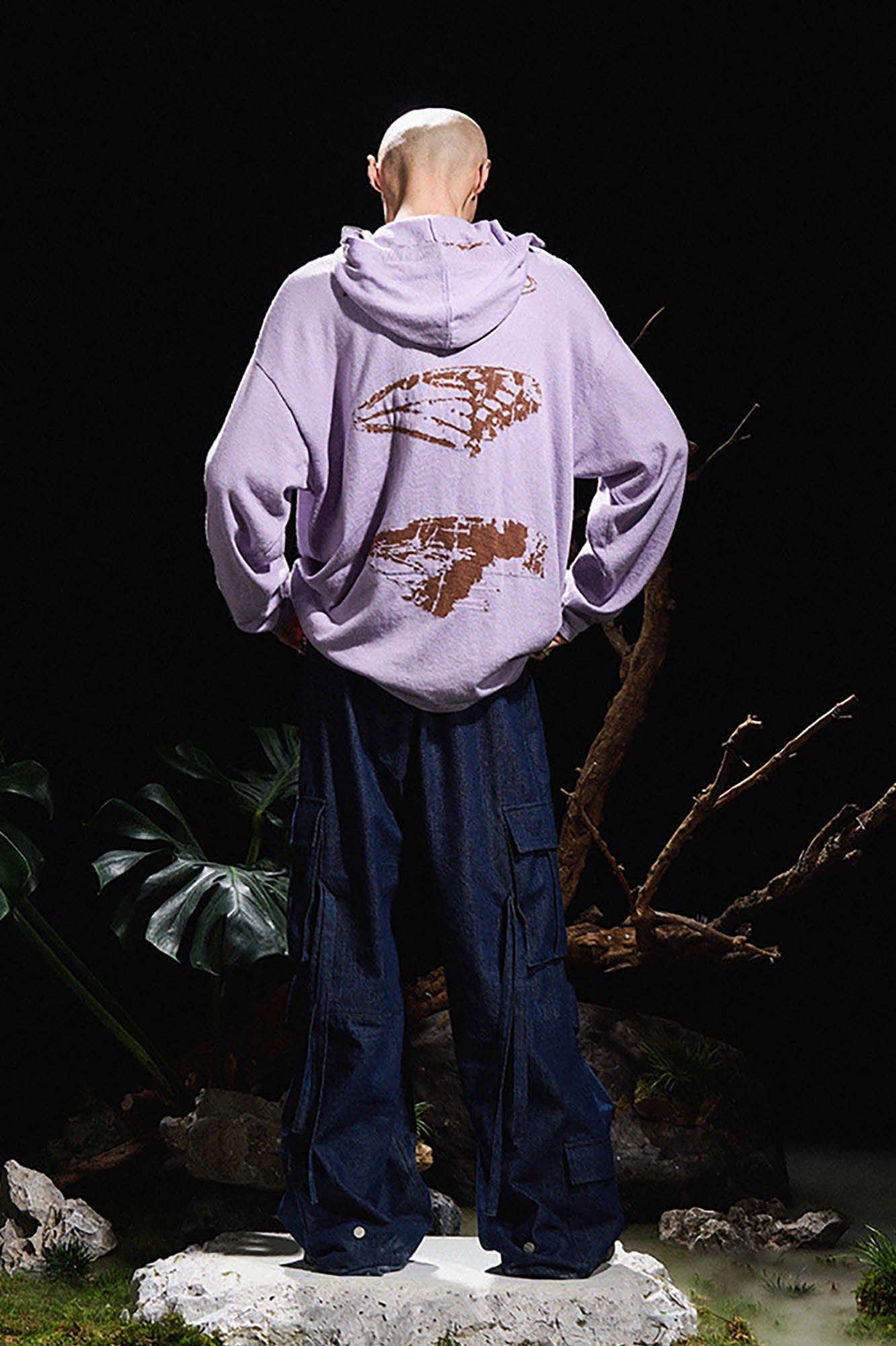 RELABEL Butterfly Zip-Up Mask Wool-Blended Hoodie-Hoodie-XS-Free Shipping Leatheretro