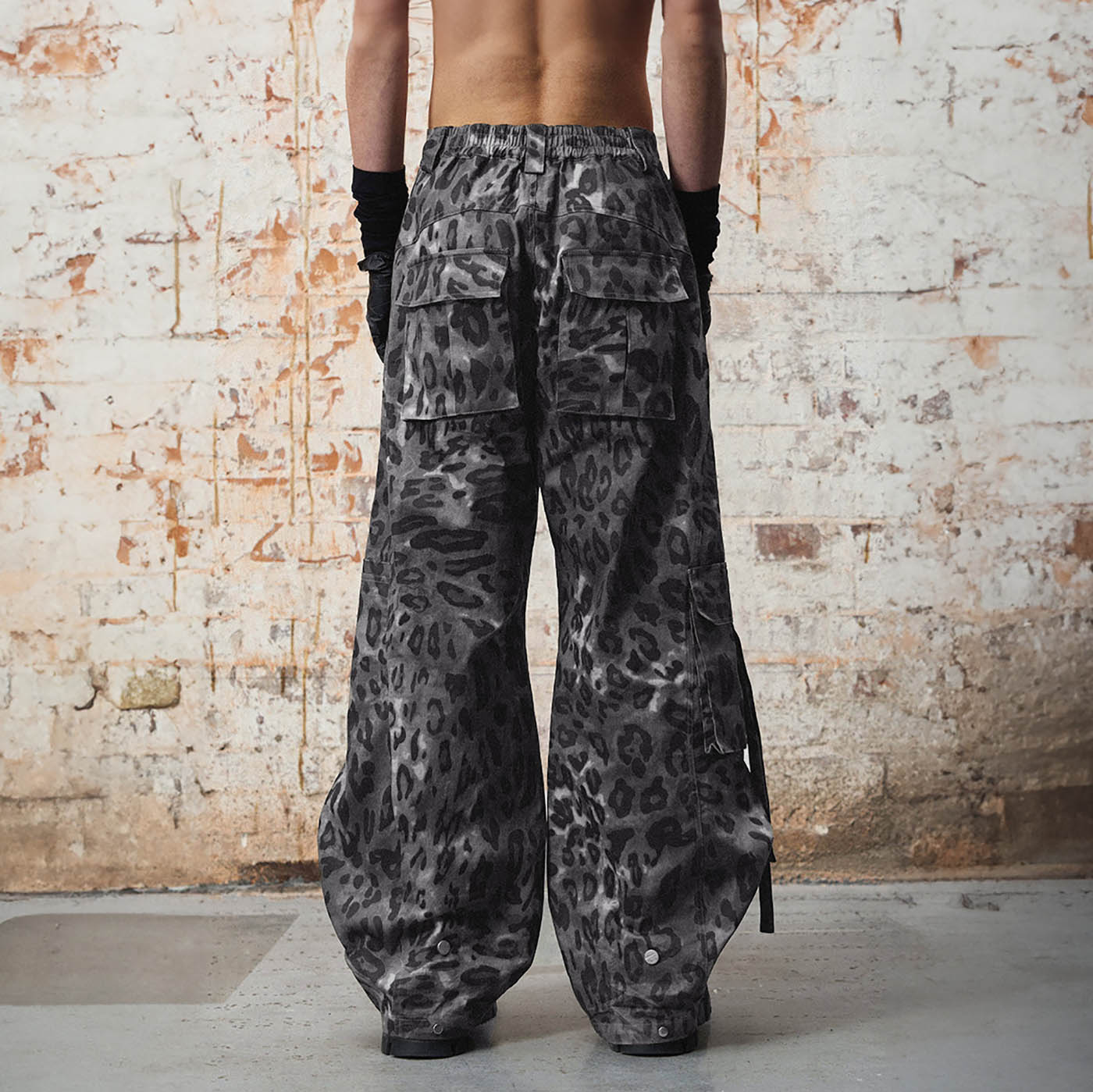 RELABEL Leopard Multi-Pocket Ribbon Cargo Pants-Pants-S-Free Shipping Leatheretro