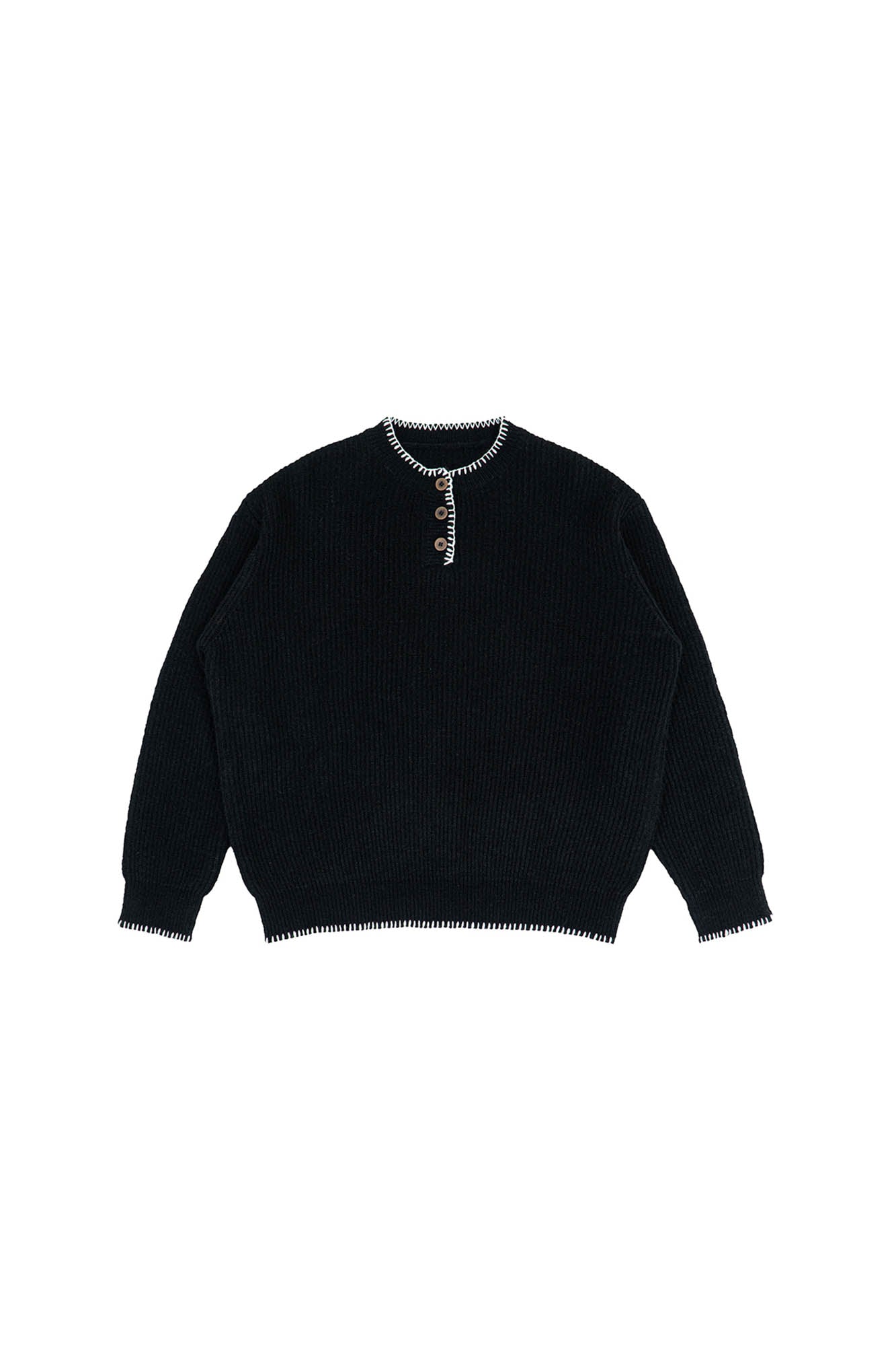 IN EXISTENCE Essential Ribbed Henley Sweater-Sweater-XS-Green-Free Shipping Leatheretro