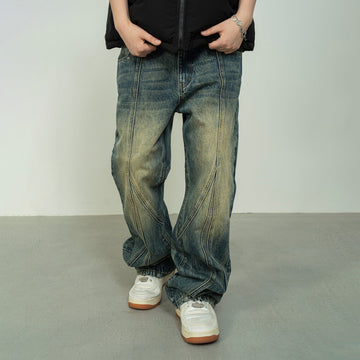 MAKEMORE Deconstructed Washed Rivet Jeans-Jeans-S-Blue-Free Shipping Leatheretro