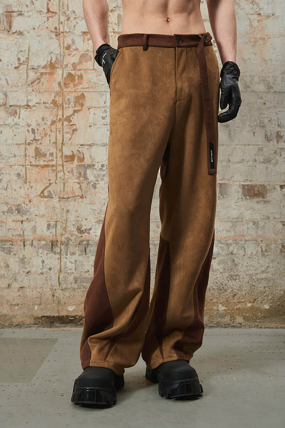RELABEL Deconstructed Faux-Suede Pants-Pants-S-Free Shipping Leatheretro