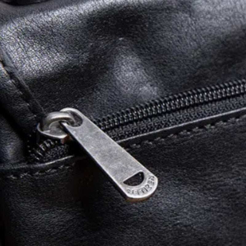 Men's Leather Handmade Shoulder Bag - Vintage Cowhide Crossbody Bags-Crossbody Bag-Black-Free Shipping Leatheretro