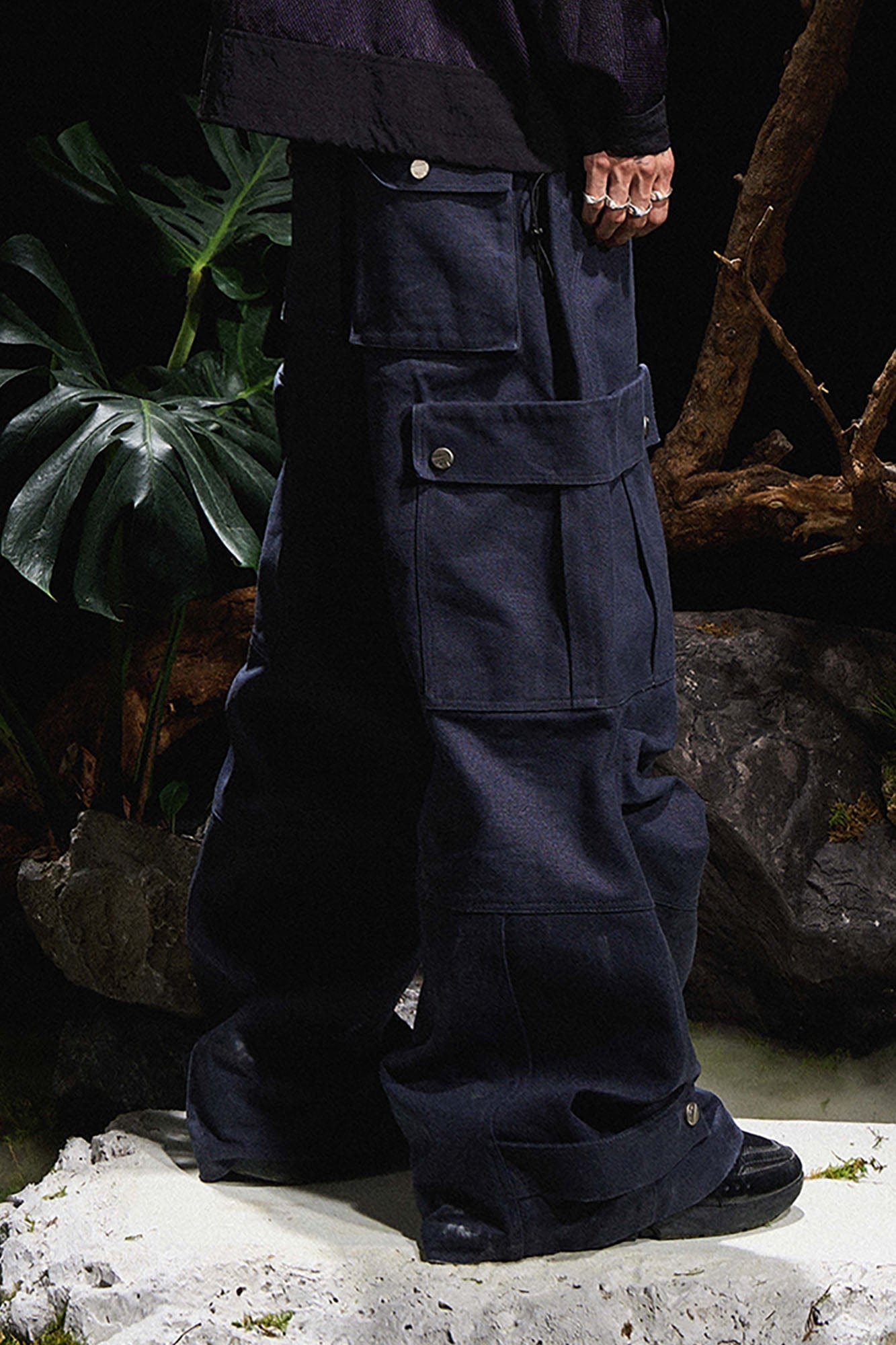 RELABEL Multi-Pocket Oversized Workwear Cargo Pants Dark Gray-Pants-XS-Free Shipping Leatheretro