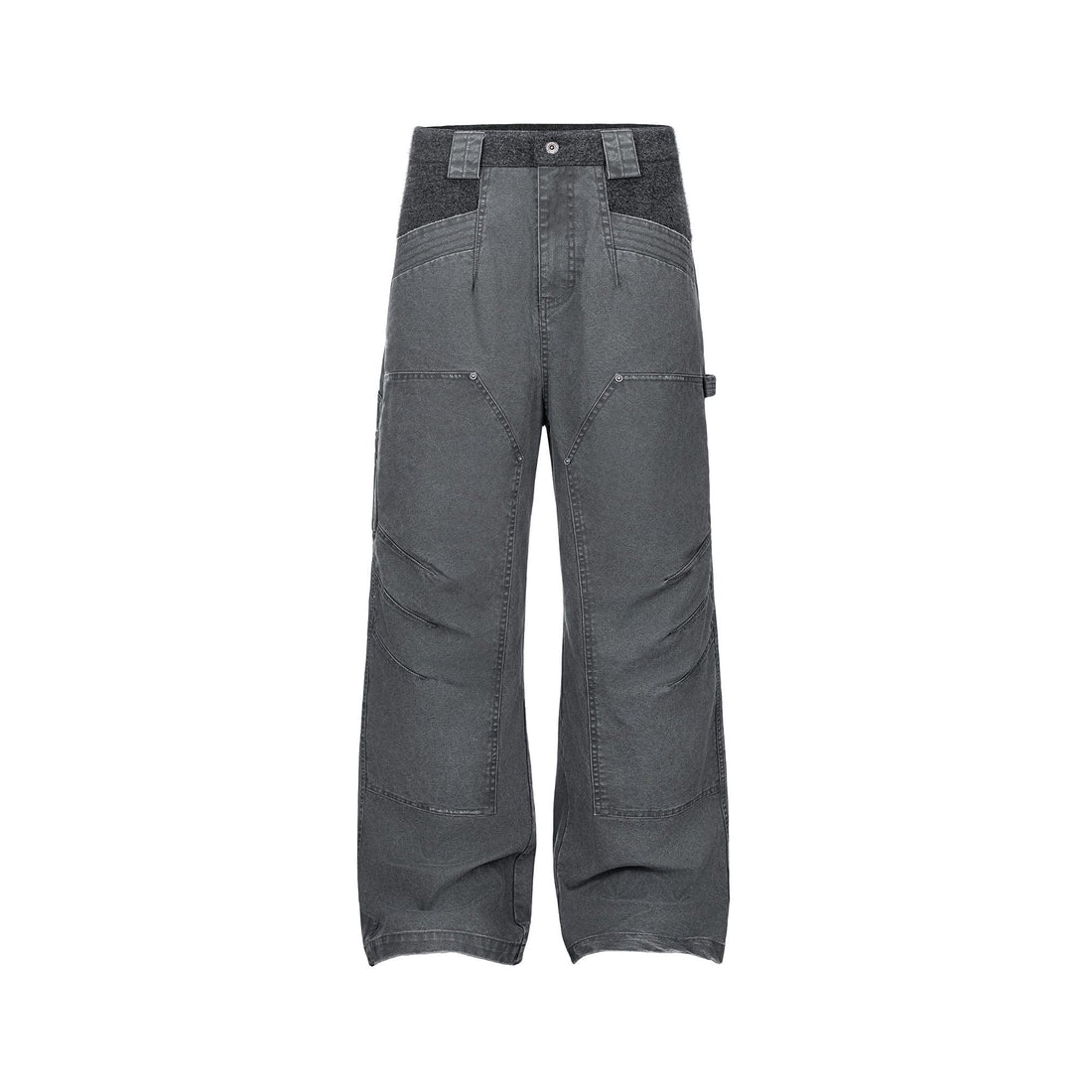 ESAIAS Claw Washed Panel Straight-Leg Pants-Pants-S-Free Shipping Leatheretro