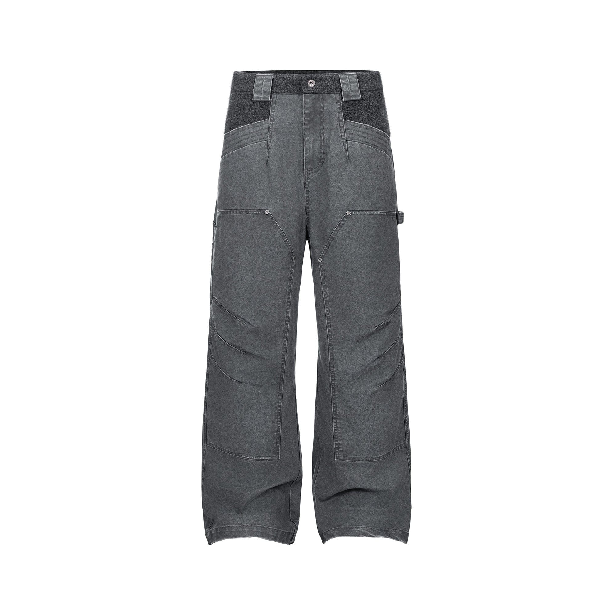 ESAIAS Claw Washed Panel Straight-Leg Pants-Pants-S-Free Shipping Leatheretro