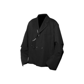 RELABEL Detachable-Collar Wool-Blended Pleated Blazer-Jacket-S-Free Shipping Leatheretro