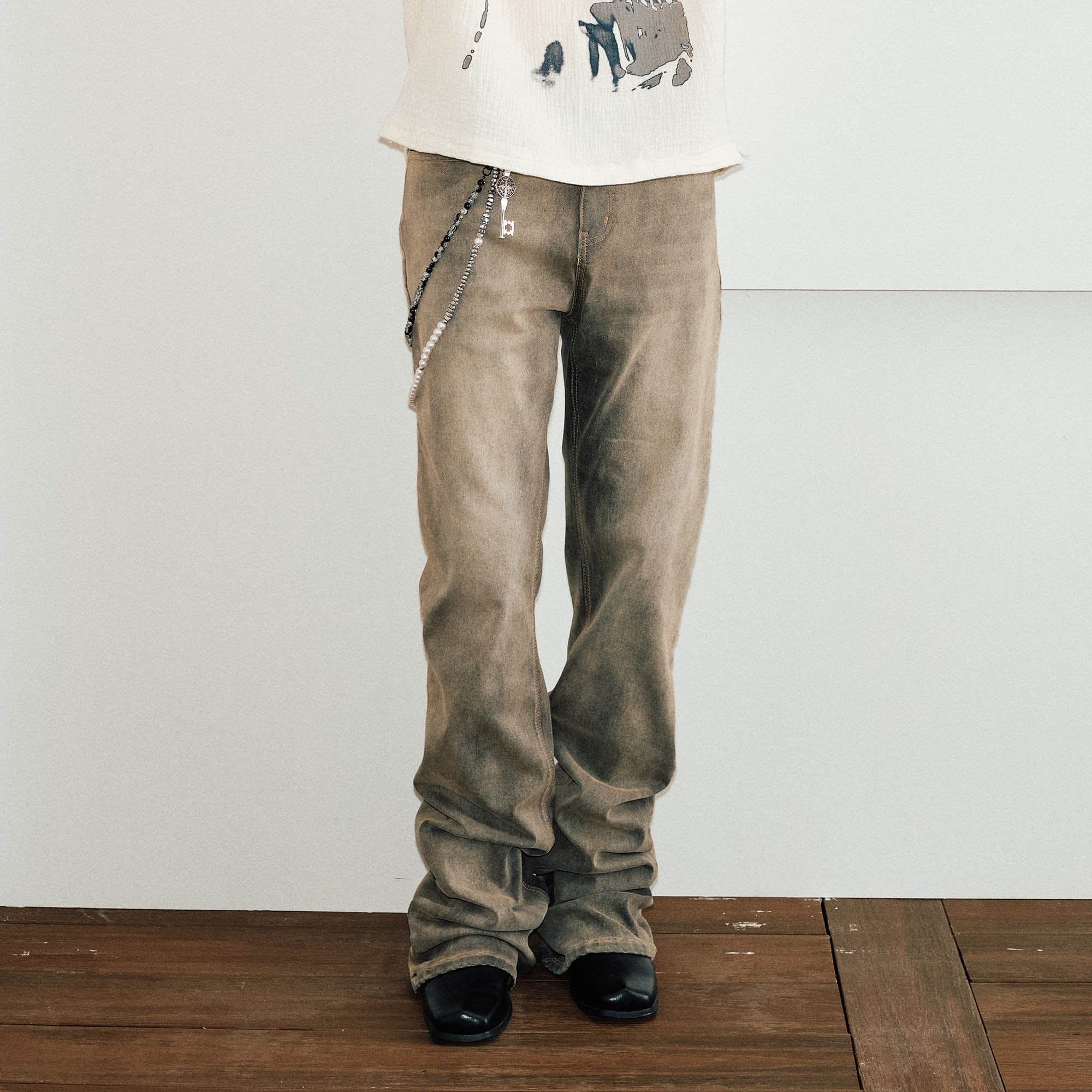 KREATE Classic Washed Straight Jeans-Jeans-S-Grey-Free Shipping Leatheretro