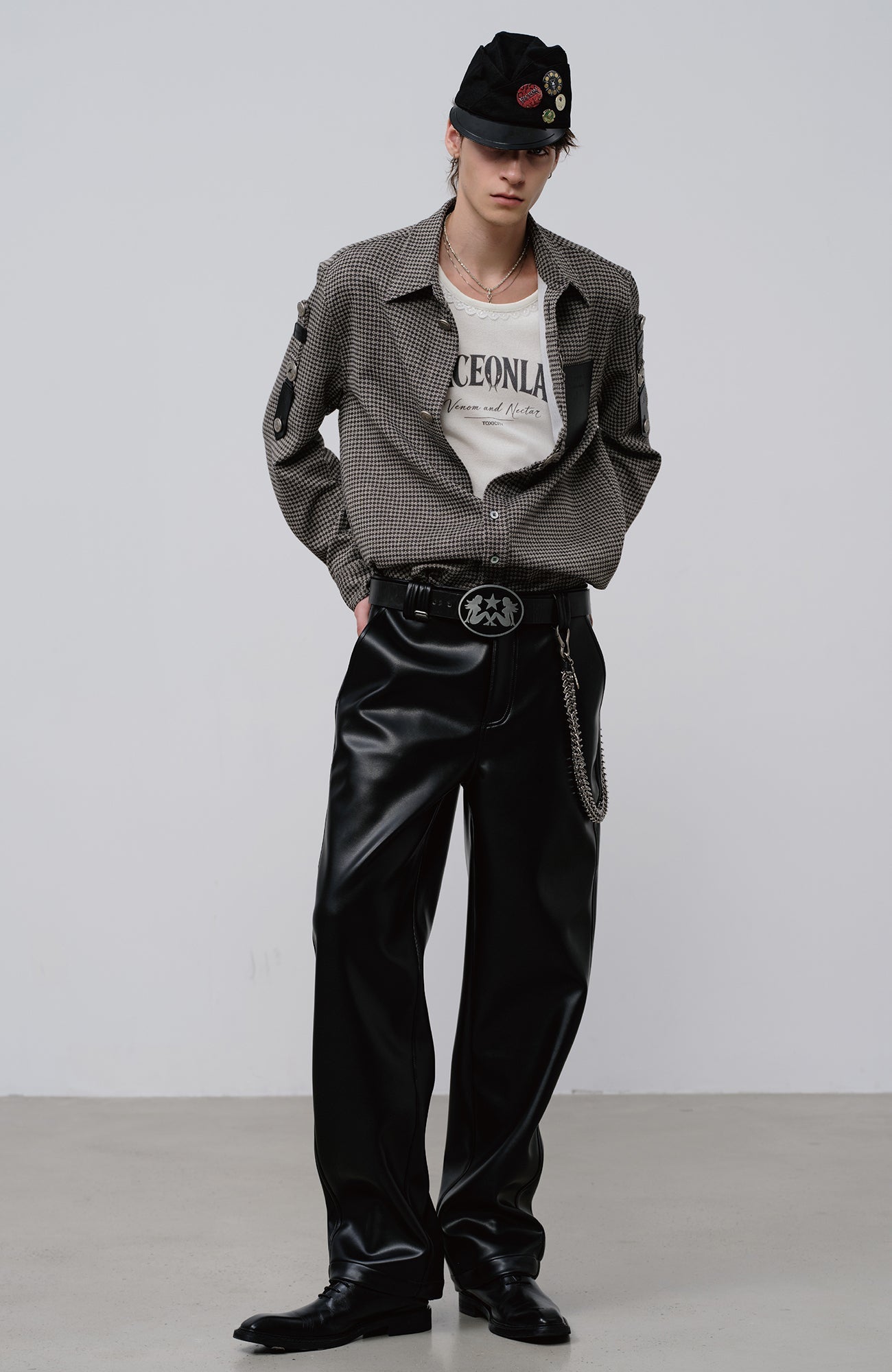 FACEONLAB Retro Gangster Graphic Shirt Gray-Shirt-M-Free Shipping Leatheretro