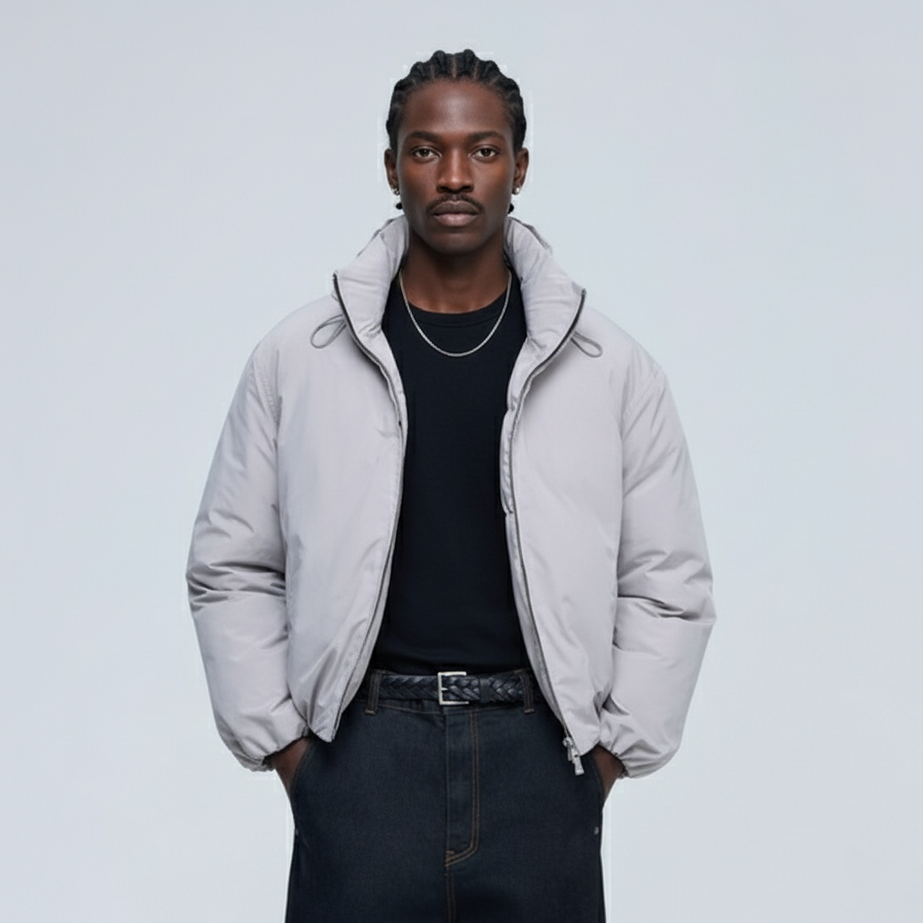 ALVNG AR ANTS Classic Detachable Hood Puffer Jacket-Jacket-S (Preorder)-Light Gray-Free Shipping Leatheretro