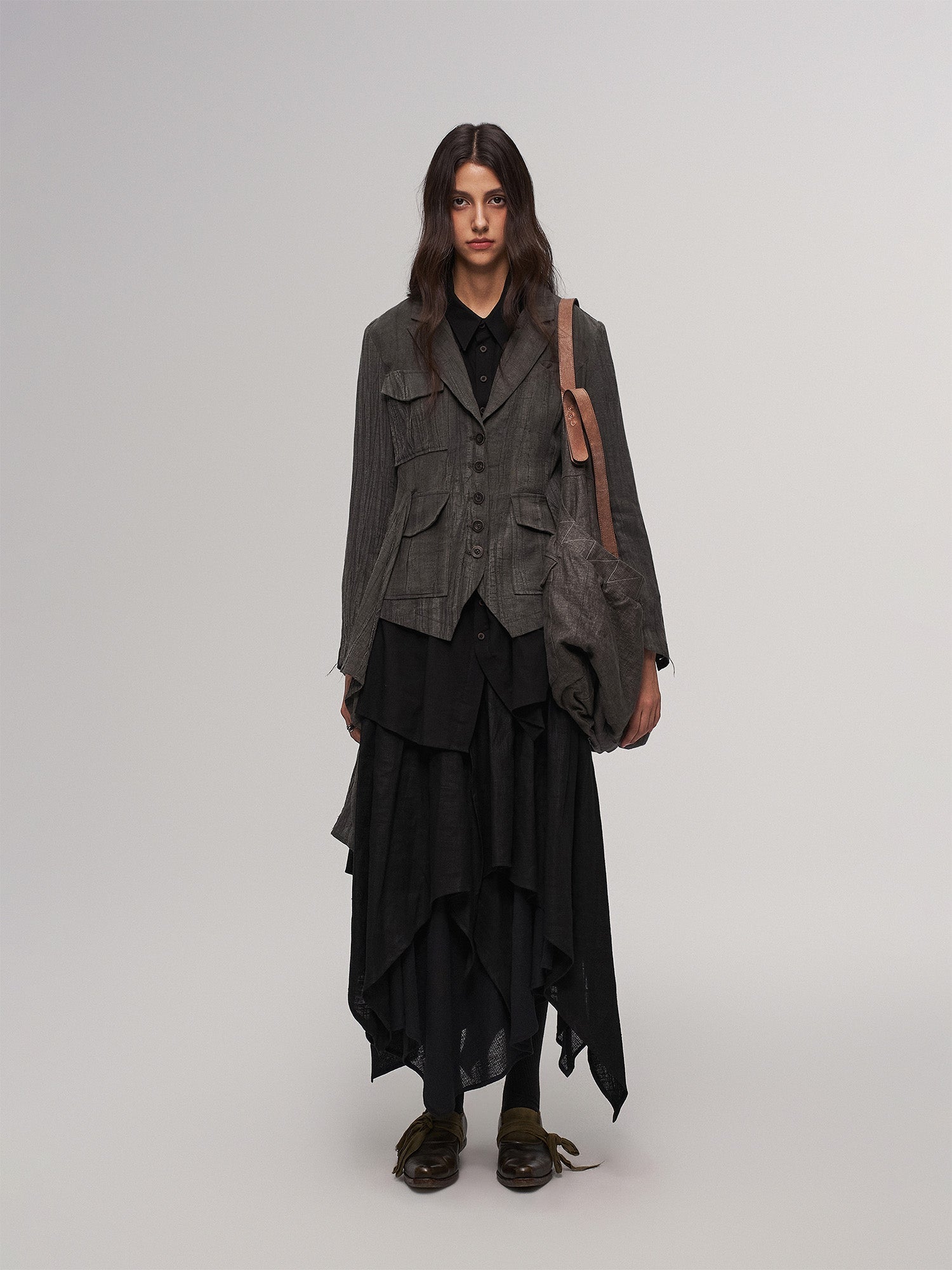 ILNya Nieternite Nifutur Distressed Draped Cotton-Linen Jacket-Jacket-S (0)(Preorder)-Free Shipping Leatheretro