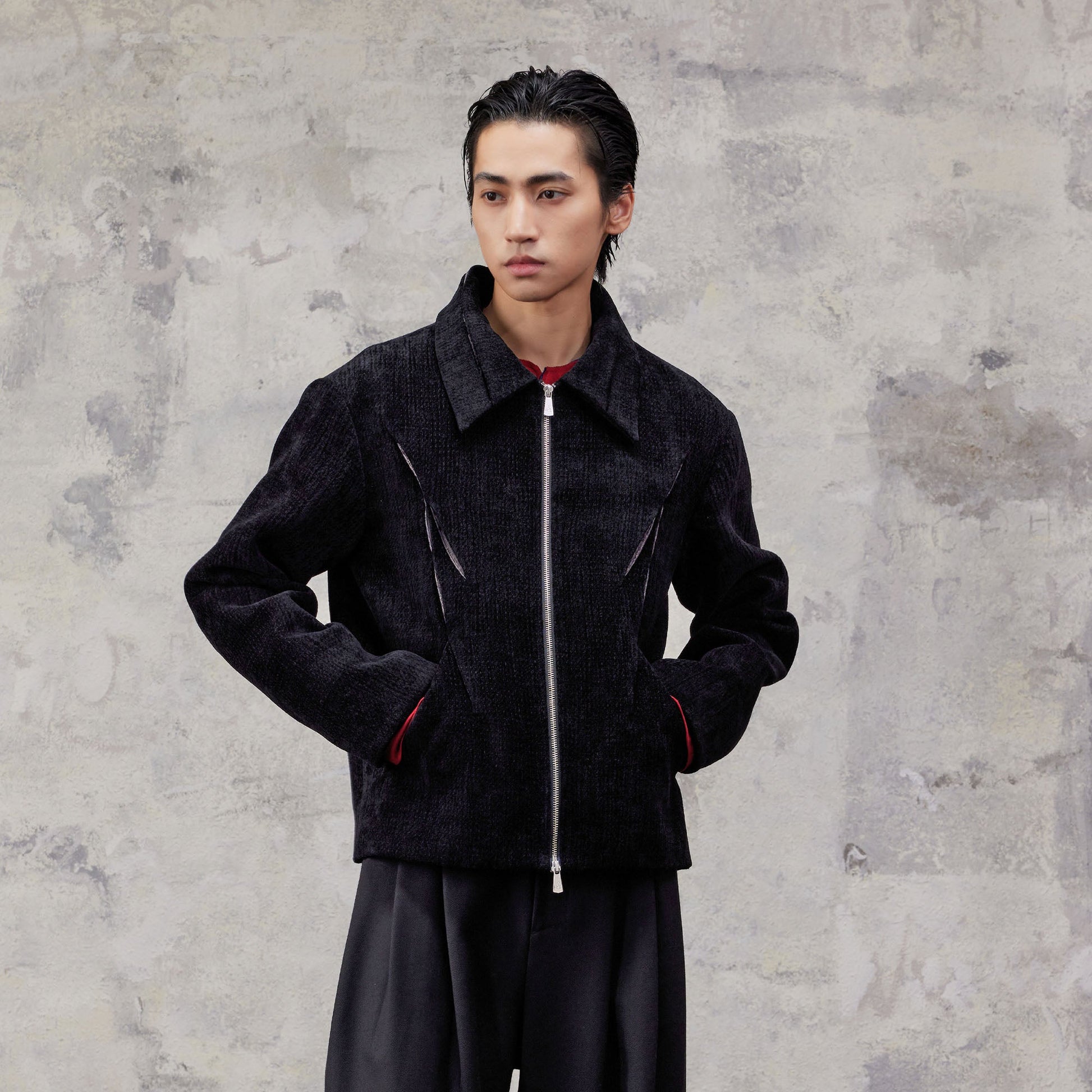 ALVNG AR ANTS Chenille Dual Zip Jacket-Jacket-S-Black-Free Shipping Leatheretro