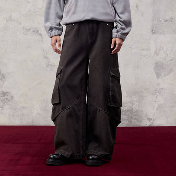 ALVNG AR ANTS Washed Big Pockets Wide-Leg Cargo Pants-Pants-S-Free Shipping Leatheretro