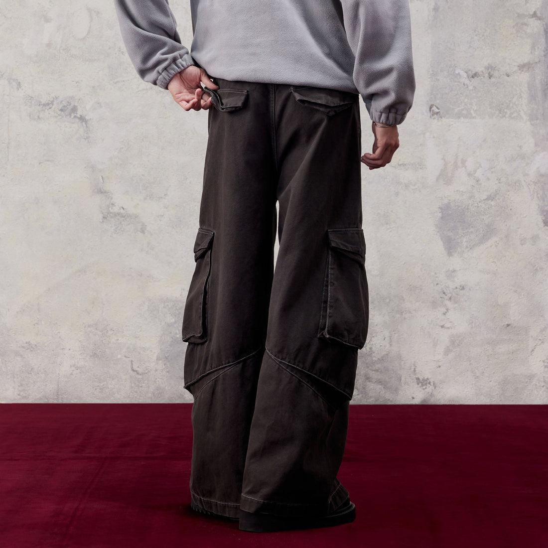 ALVNG AR ANTS Washed Big Pockets Wide-Leg Cargo Pants-Pants-S-Free Shipping Leatheretro