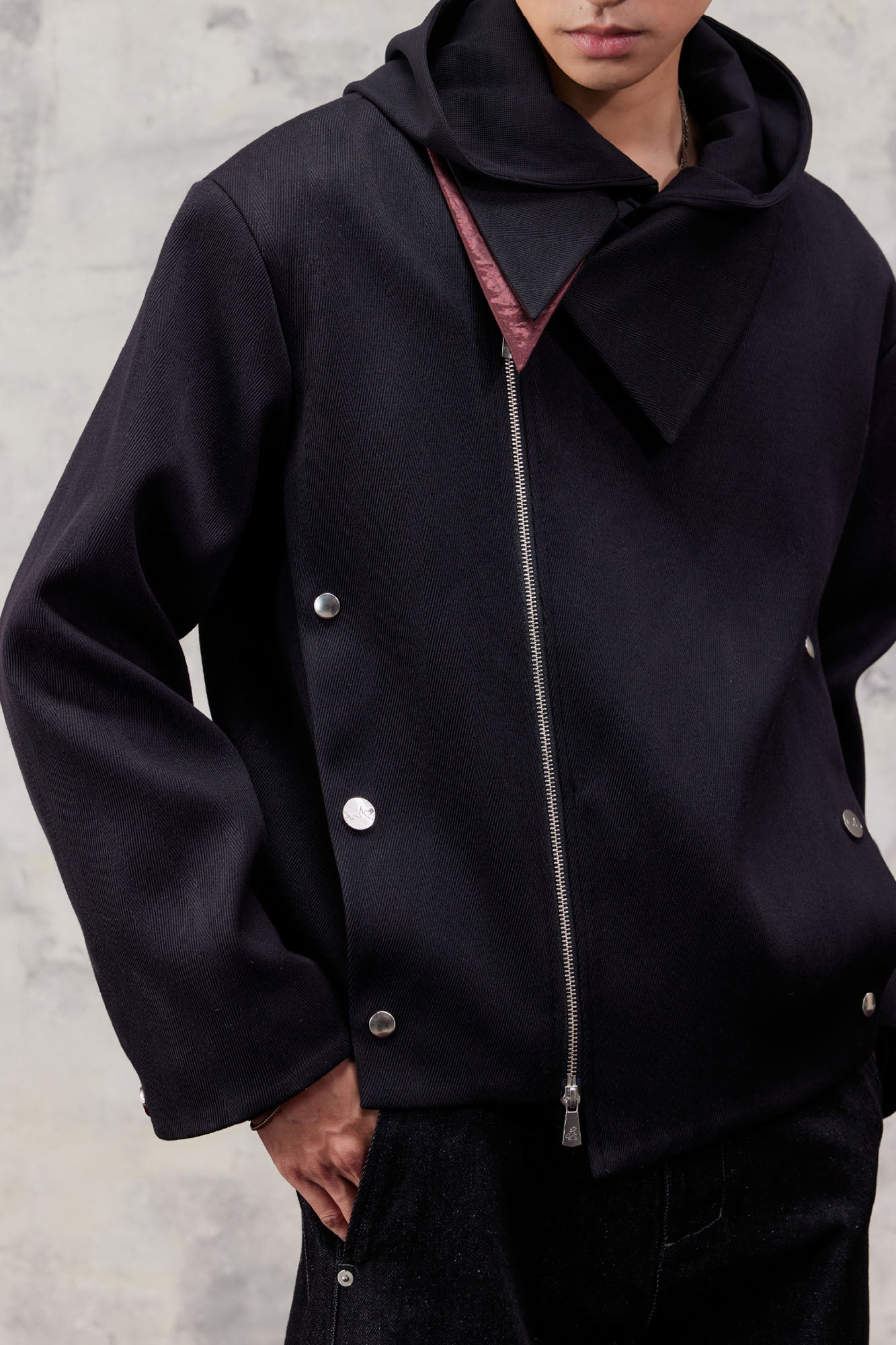 ALVNG AR ANTS Asymmetric Dual-Zip Layered Collar Jacket-Jacket-S-Free Shipping Leatheretro