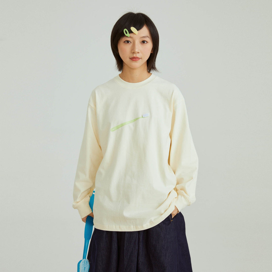 ONADAILYBASIS Toothbrush & Toothpaste Graphic Long-Sleeve Tee-L/S Tee-S-Free Shipping Leatheretro