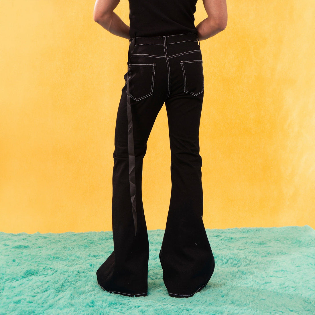 CLP Retro Stitch Ribbon Flared Jeans-Jeans-S-Free Shipping Leatheretro