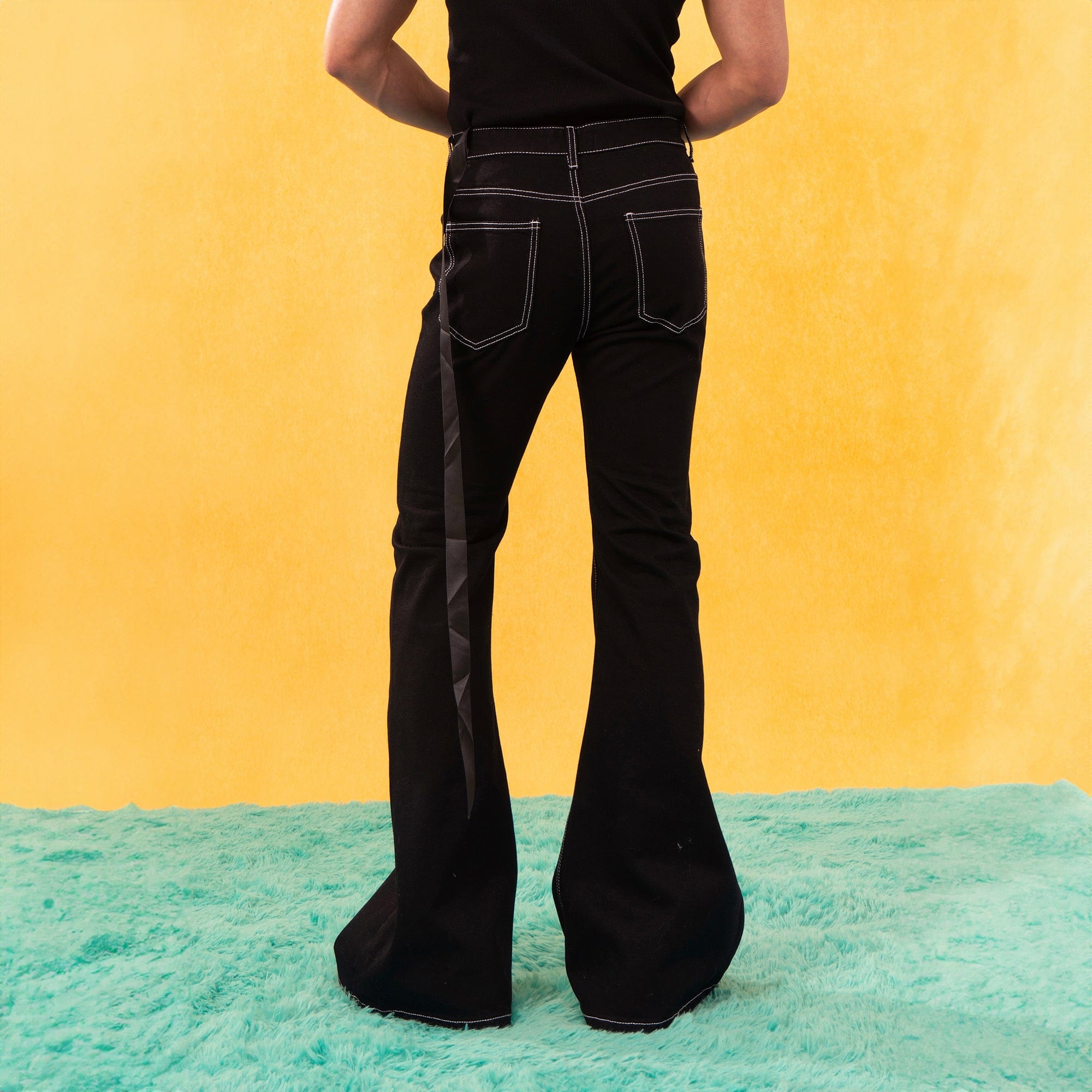 CLP Retro Stitch Ribbon Flared Jeans-Jeans-S-Free Shipping Leatheretro