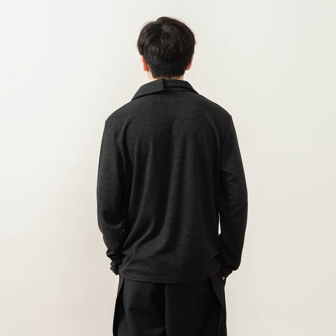 MOITIEDEPETALE Asymmetrical Collar Stitch Spliced Pullover-L/S Tee-XS-Free Shipping Leatheretro