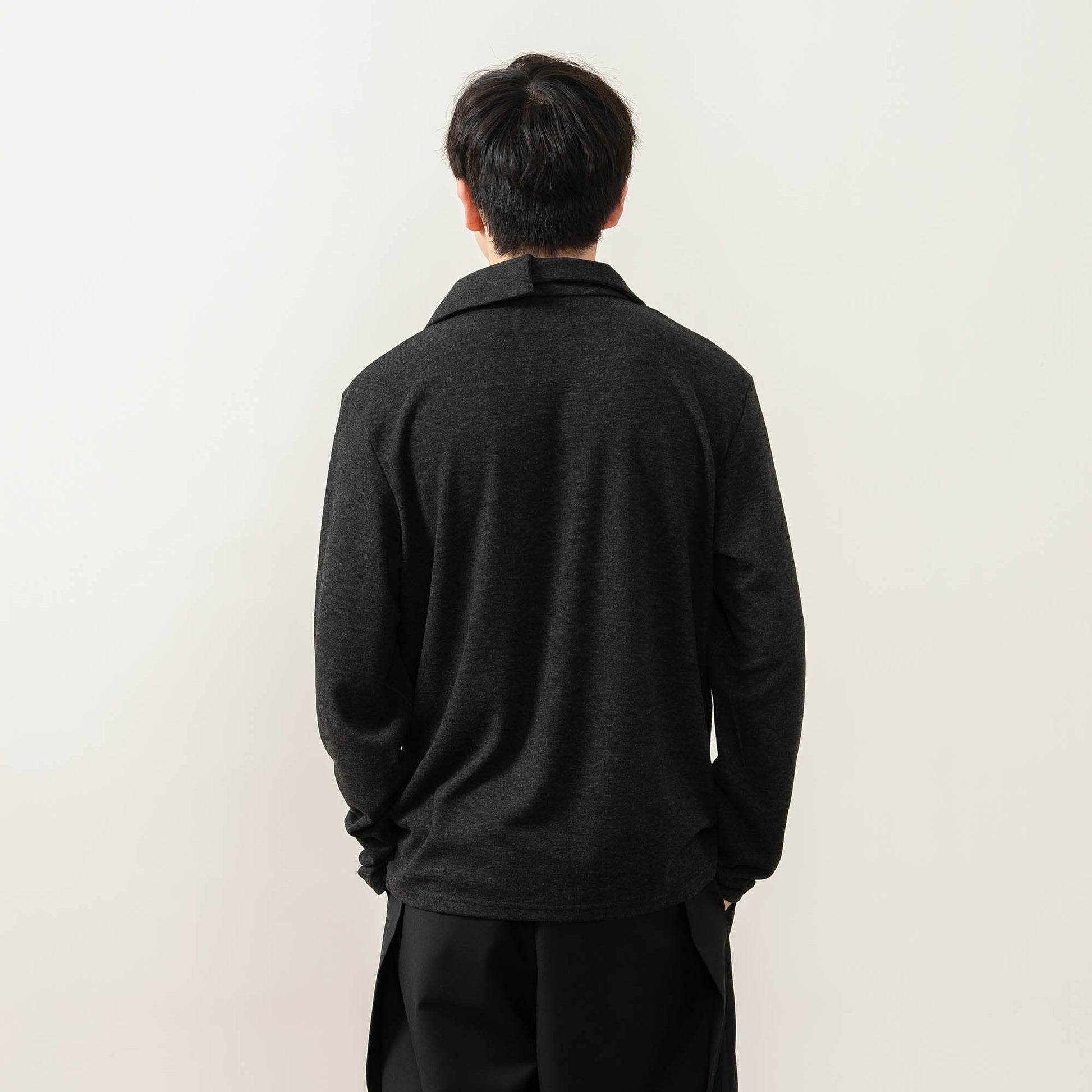 MOITIEDEPETALE Asymmetrical Collar Stitch Spliced Pullover-L/S Tee-XS-Free Shipping Leatheretro