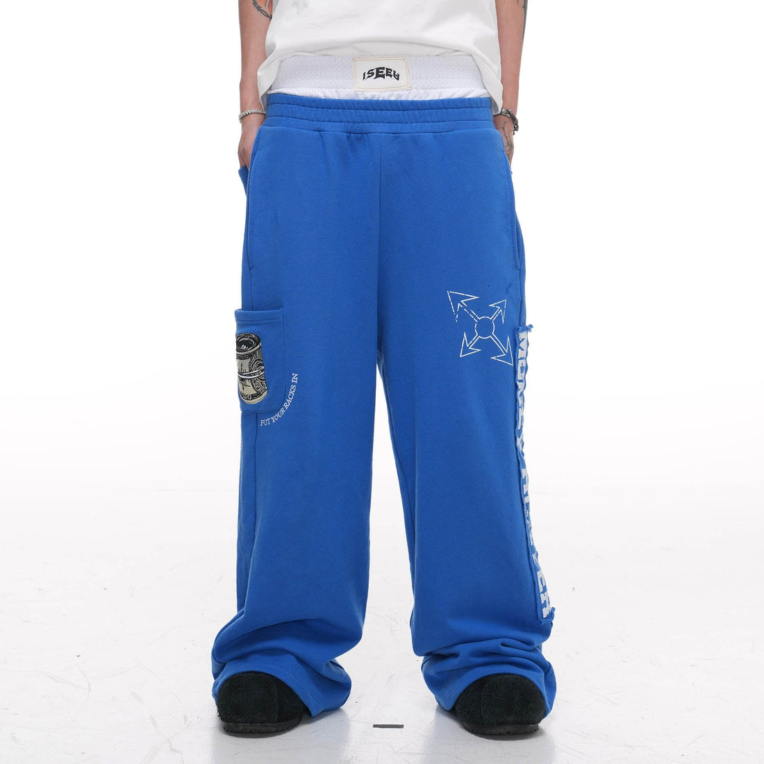 PHANTOMHUNTER Double-Waist Graphics Embroidered Baggy Sweatpants-Pants-S-Free Shipping Leatheretro