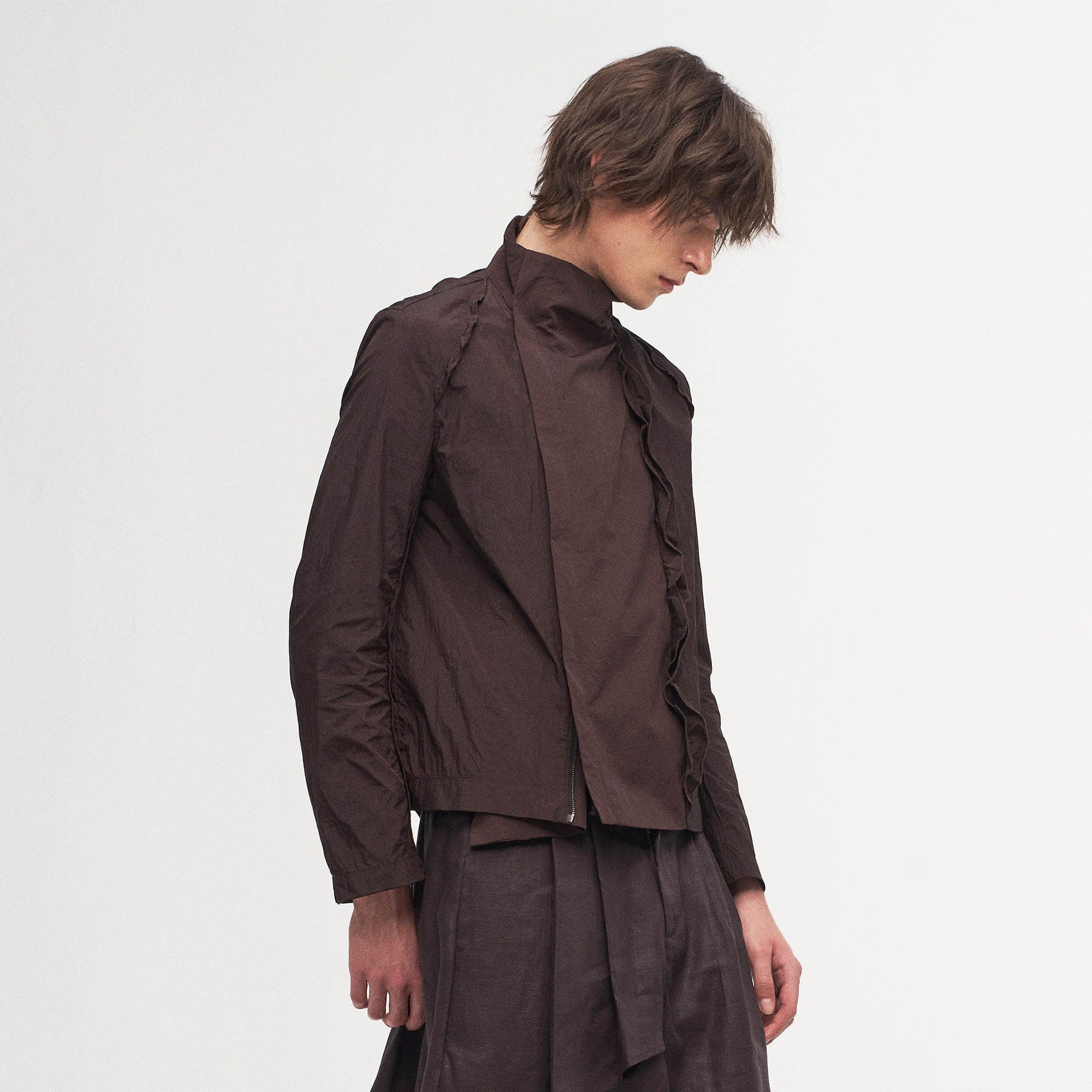 ILNya Nieternite Nifutur Ruffled Spliced High-Neck Jacket-Jacket-S(0)-Free Shipping Leatheretro