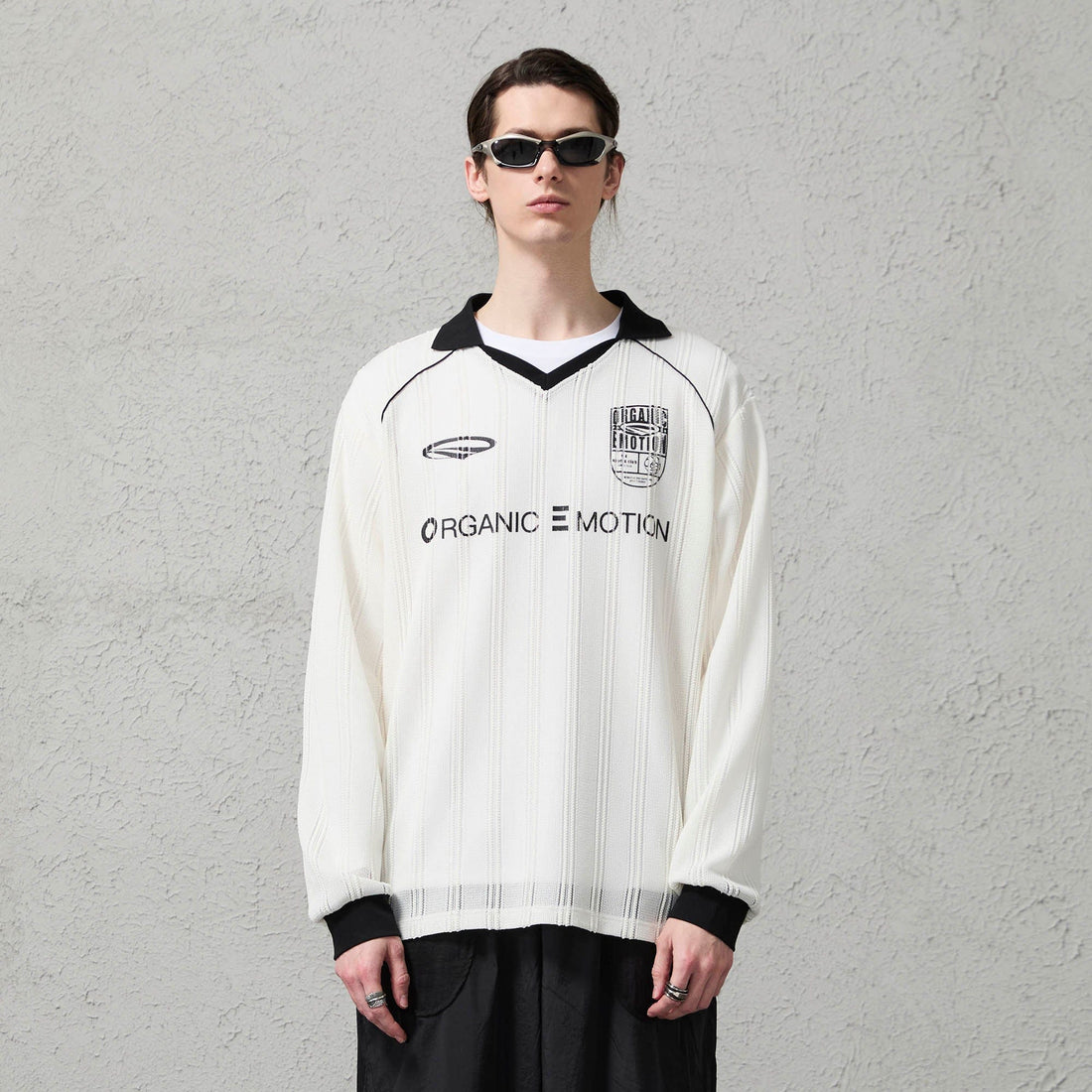 ORGANIC EMOTION Retro Sheer Striped Knit Raglan Jersey-L/S Tee-S-White-Free Shipping Leatheretro