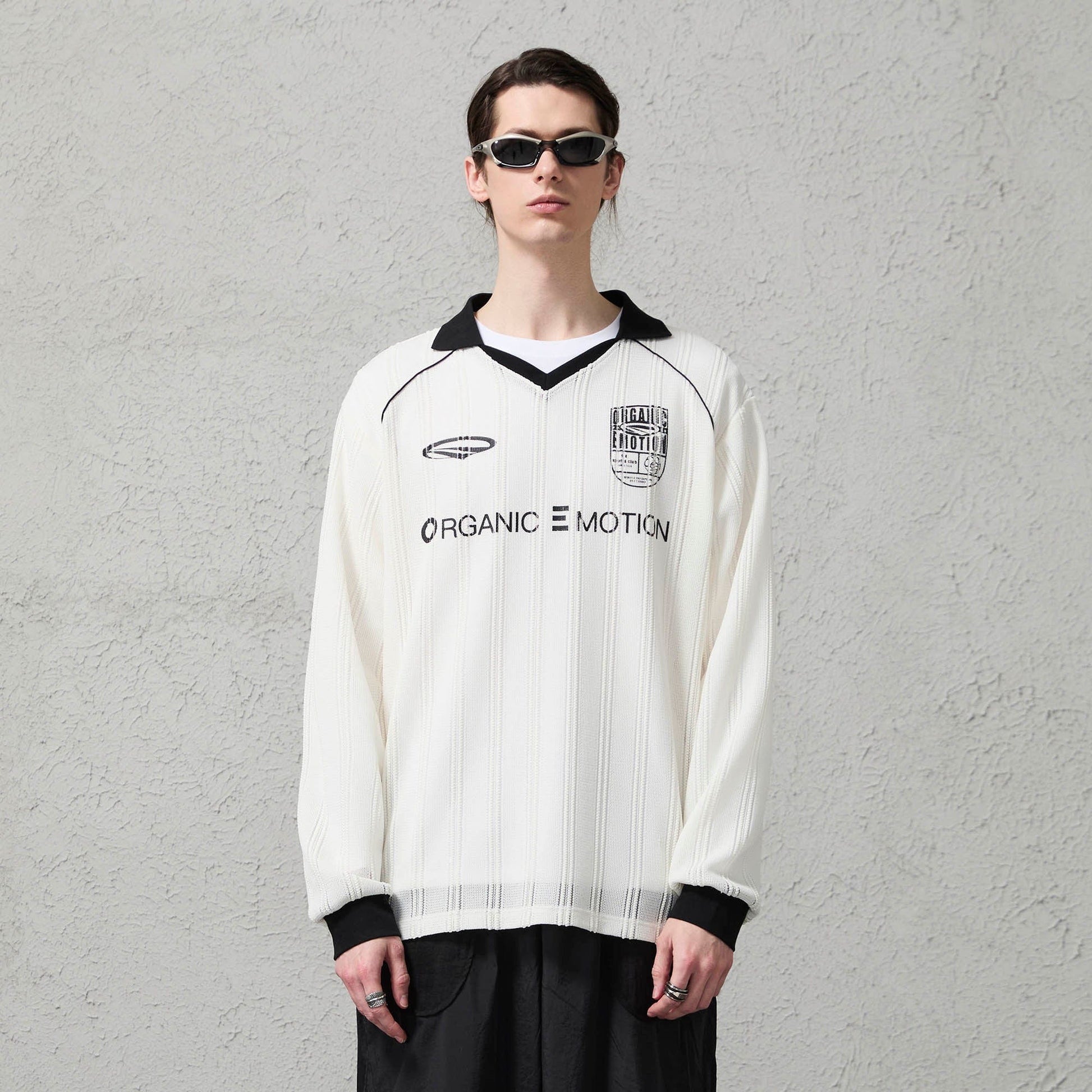 ORGANIC EMOTION Retro Sheer Striped Knit Raglan Jersey-L/S Tee-S-White-Free Shipping Leatheretro
