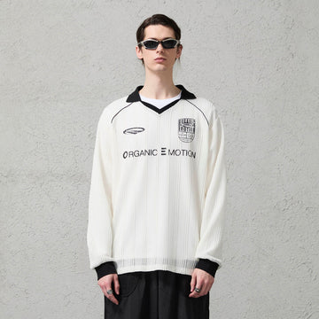 ORGANIC EMOTION Retro Sheer Striped Knit Raglan Jersey-L/S Tee-S-White-Free Shipping Leatheretro