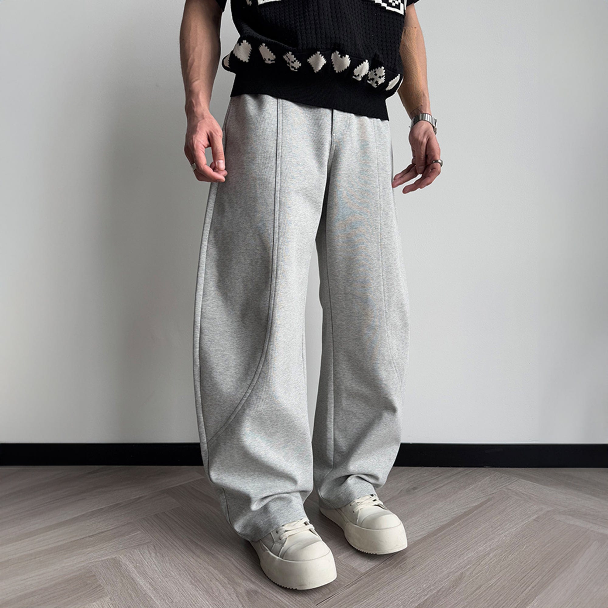 KREATE Curved-Spliced Sorona Quick-Dry Sweatpants-Pants-S-Gray-Free Shipping Leatheretro