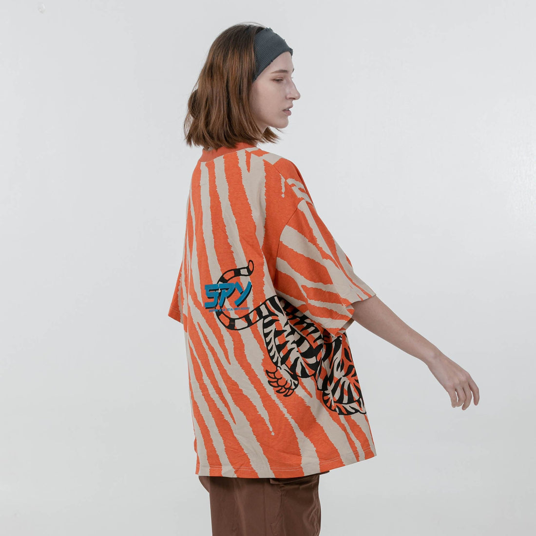 ERROR CODE ROBOT Tiger Stripe Oversized T-Shirt-T Shirt-S-Free Shipping Leatheretro