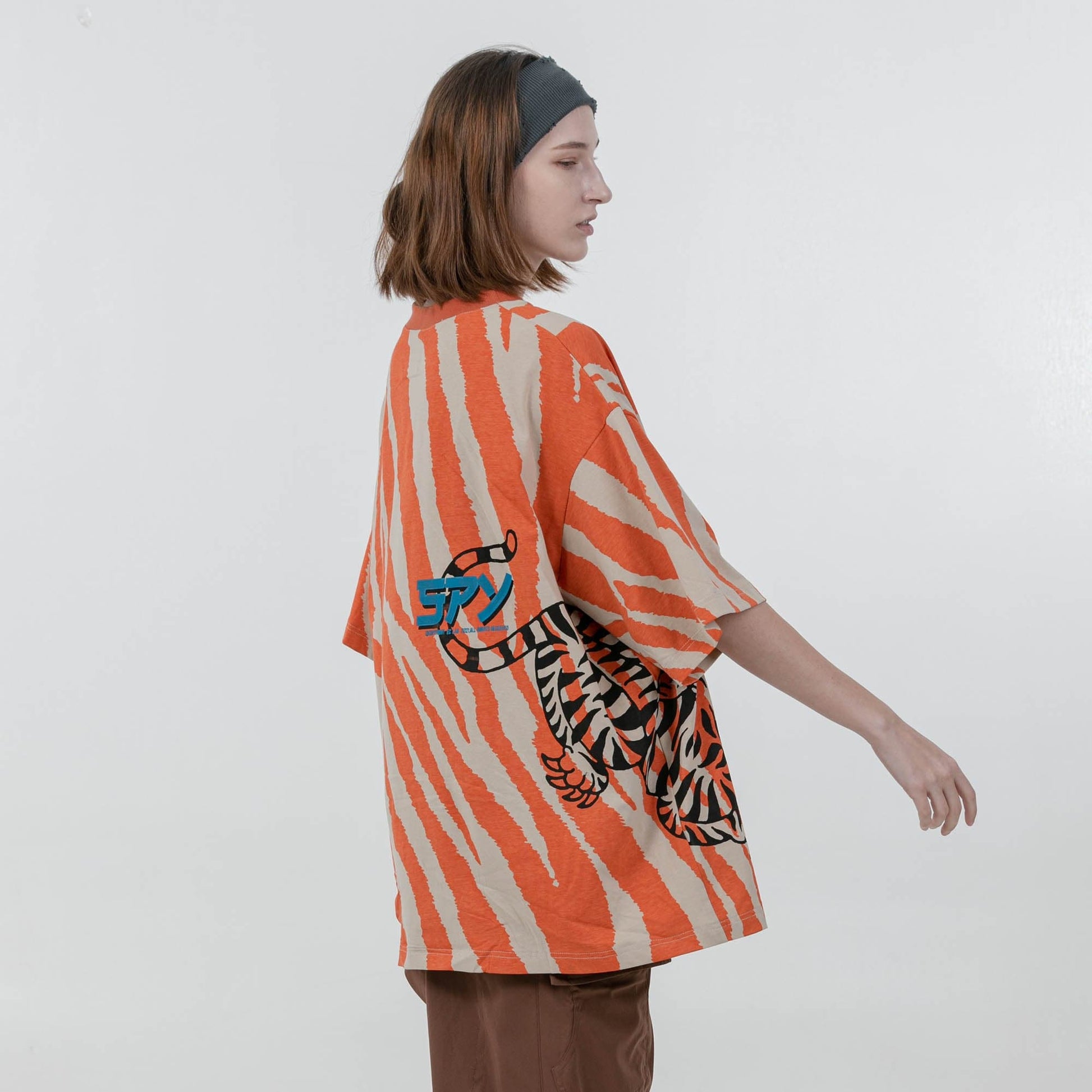 ERROR CODE ROBOT Tiger Stripe Oversized T-Shirt-T Shirt-S-Free Shipping Leatheretro