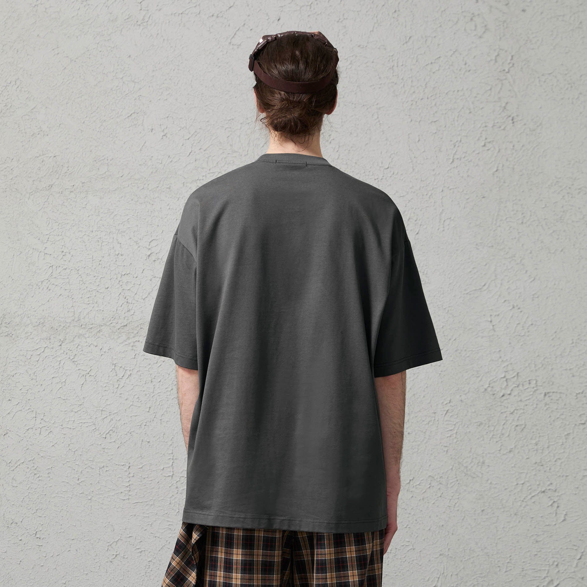 ORGANIC EMOTION Asymmetrical Pleated Script Graphic T-Shirt-T Shirt-S-Free Shipping Leatheretro