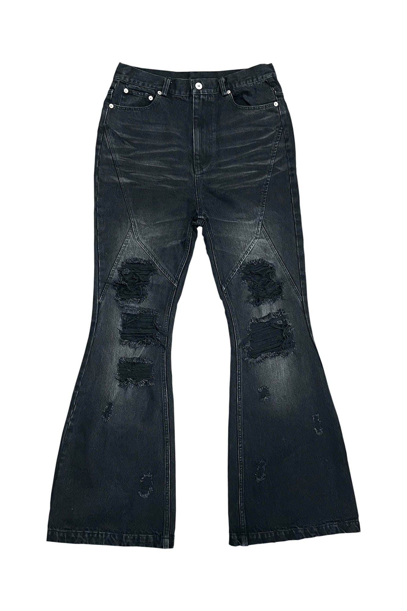 PHANTOMHUNTER Distressed Paneled Ripped Flared Jeans-Pants-S-Free Shipping Leatheretro