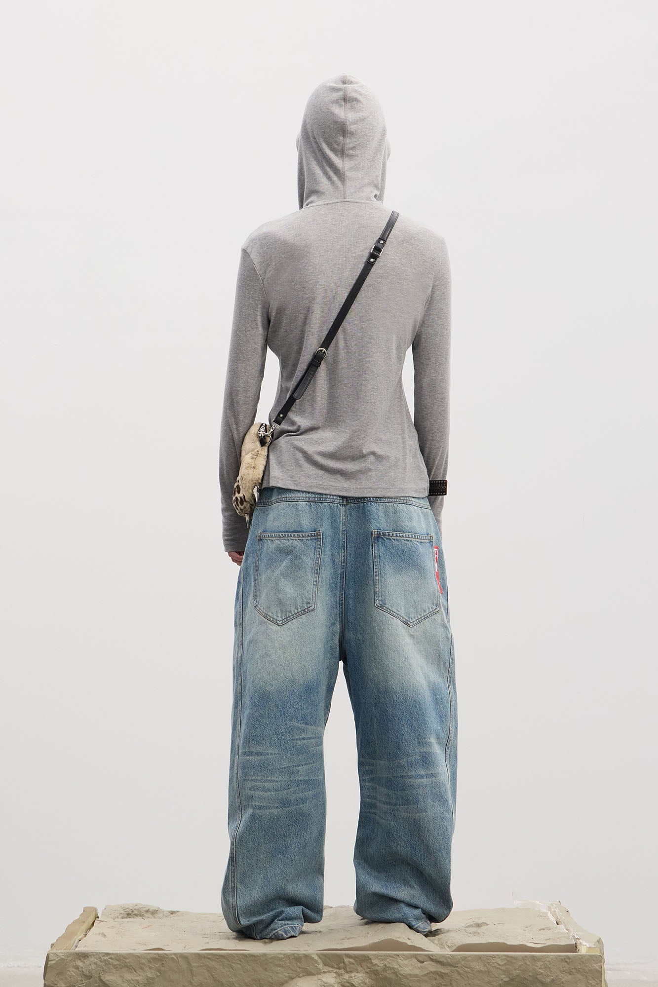 DND4DES Asymmetric Button-Fly Panel Washed Jeans-Jeans-XS-Blue-Free Shipping Leatheretro